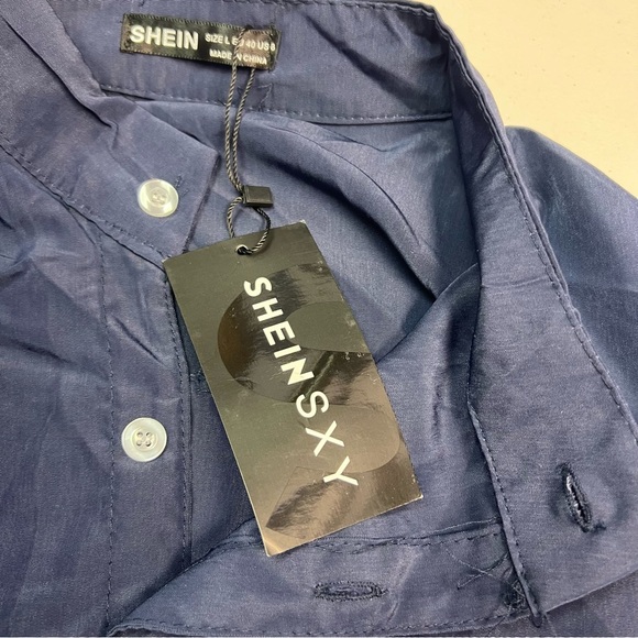 SHEIN Women’s Navy Blue Top Shirt Blouse Size L - Picture 7 of 7